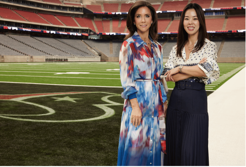 Houston Texans Foundation vice president Hannah McNair and designer Christy Lynn Lee unveiled the team's new fashion partnership. (Photo by Andres Oyuela) 